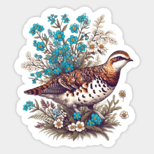 Vintage Willow Ptarmigan & Forget Me Nots Alaska Sticker